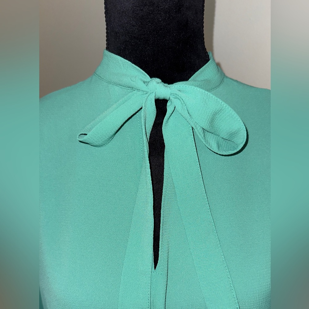 Mint Green Tie-Neck Blouse – Flowy & Chic - Picture 5 of 7